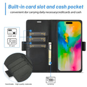 For iPhone 16 LC.IMEEKE Skin-friendly Card Slots Leather Phone Case(Black)