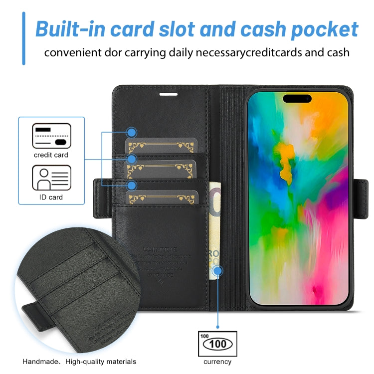 For iPhone 16 Plus LC.IMEEKE Skin-friendly Card Slots Leather Phone Case(Black)