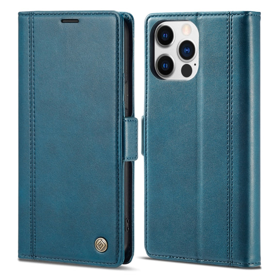 For iPhone 16 Pro LC.IMEEKE Skin-friendly Card Slots Leather Phone Case(Blue)