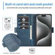 For iPhone 16 Pro LC.IMEEKE Skin-friendly Card Slots Leather Phone Case(Blue)