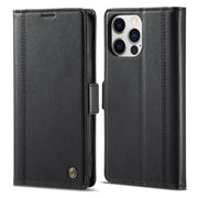 For iPhone 16 Pro Max LC.IMEEKE Skin-friendly Card Slots Leather Phone Case(Black)