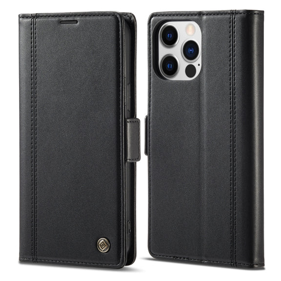 For iPhone 16 Pro Max LC.IMEEKE Skin-friendly Card Slots Leather Phone Case(Black)