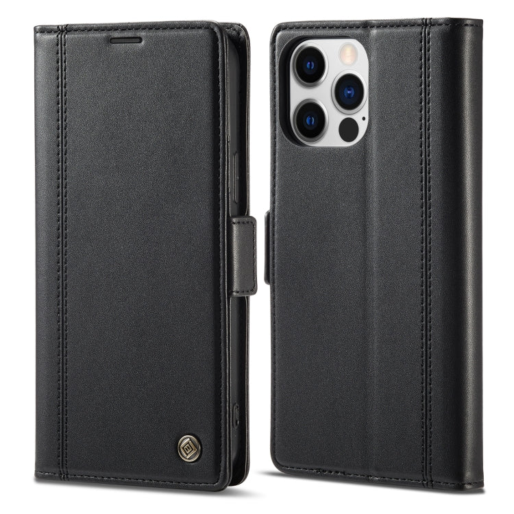 For iPhone 16 Pro Max LC.IMEEKE Skin-friendly Card Slots Leather Phone Case(Black)