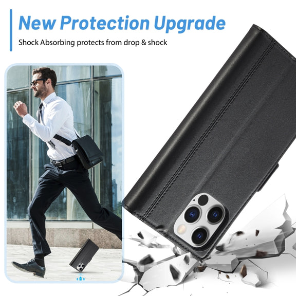 For iPhone 16 Pro Max LC.IMEEKE Skin-friendly Card Slots Leather Phone Case(Black)