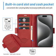 For iPhone 16 Pro Max LC.IMEEKE Skin-friendly Card Slots Leather Phone Case(Red)