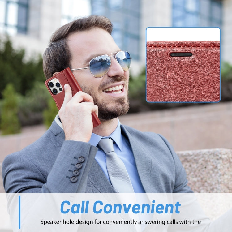 For iPhone 16 Pro Max LC.IMEEKE Skin-friendly Card Slots Leather Phone Case(Red)