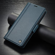 For iPhone 16 Pro Max LC.IMEEKE Skin-friendly Card Slots Leather Phone Case(Blue)