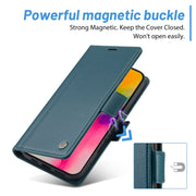 For iPhone 16 Pro Max LC.IMEEKE Skin-friendly Card Slots Leather Phone Case(Blue)