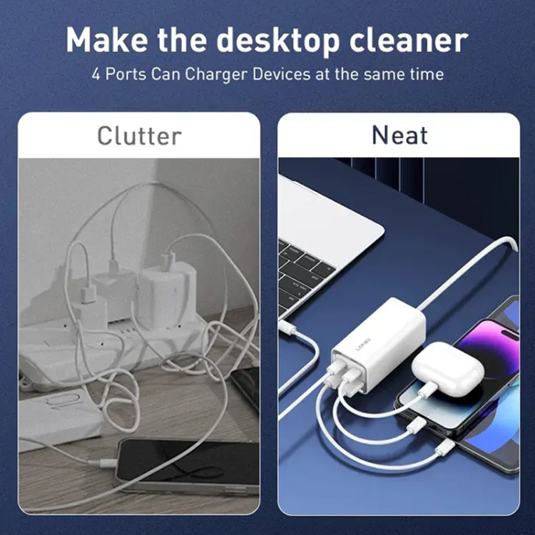 LDNIO A4610C PD65W Dual USB-C / Type-C + Dual USB Fast Charger, Cable Length: 1.5m, Plug Type:UK Plug(White) - USB Charger by LDNIO | Online Shopping South Africa | PMC TechLife | Buy Now Pay Later Mobicred