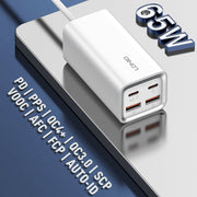 LDNIO A4610C PD65W Dual USB-C / Type-C + Dual USB Fast Charger, Cable Length: 1.5m, Plug Type:EU Plug��(White)