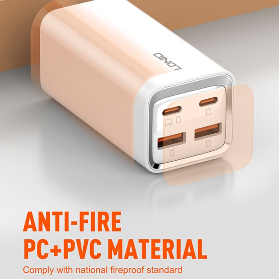 LDNIO A4610C PD65W Dual USB-C / Type-C + Dual USB Fast Charger, Cable Length: 1.5m, Plug Type:EU Plug��(White)