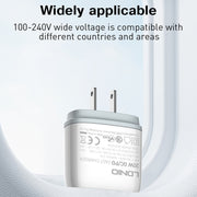 LDNIO Q229 QC3.0 / PD20W USB + Type-C Fast Charger with 1m USB to 8 Pin Cable, Plug Type:UK Plug(White)