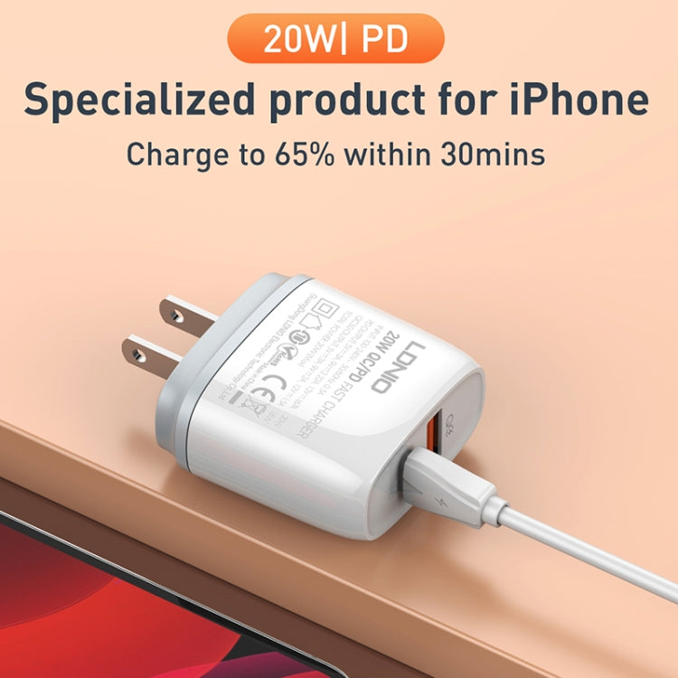 LDNIO Q229 QC3.0 / PD20W USB + Type-C Fast Charger with 1m USB to Micro USB Cable, Plug Type:US Plug(White) - free shipping - PMC TechLife - Order now!