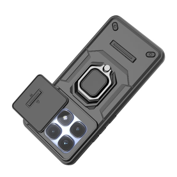 For Redmi K70 Ultra Global Sliding Camshield TPU + PC Shockproof Phone Case with Holder(Black)