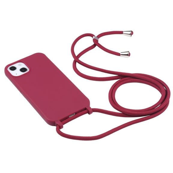 For iPhone 16 Pro Max Candy Colors TPU Protective Phone Case with Lanyard(Red)