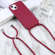 For iPhone 16 Pro Max Candy Colors TPU Protective Phone Case with Lanyard(Red)