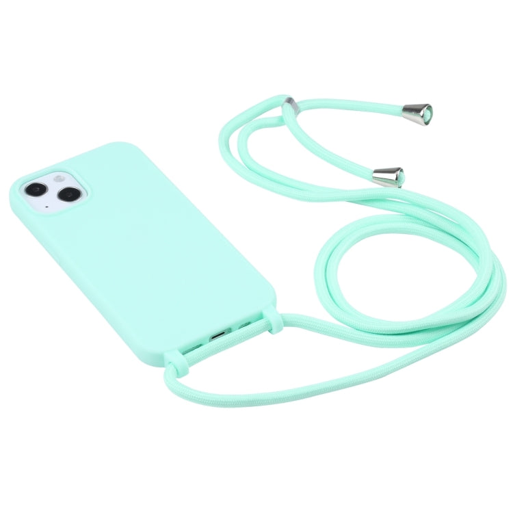 For iPhone 16 Pro Candy Colors TPU Protective Phone Case with Lanyard (Mint Green)