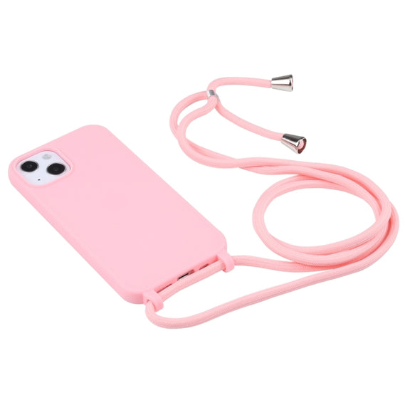 For iPhone 16 Pro Candy Colors TPU Protective Phone Case with Lanyard (Pink)