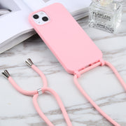 For iPhone 16 Pro Candy Colors TPU Protective Phone Case with Lanyard (Pink)