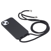 For iPhone 16 Pro Candy Colors TPU Protective Phone Case with Lanyard (Black)