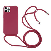 For iPhone 16 Pro Candy Colors TPU Protective Phone Case with Lanyard (Red)