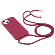 For iPhone 16 Pro Candy Colors TPU Protective Phone Case with Lanyard (Red)