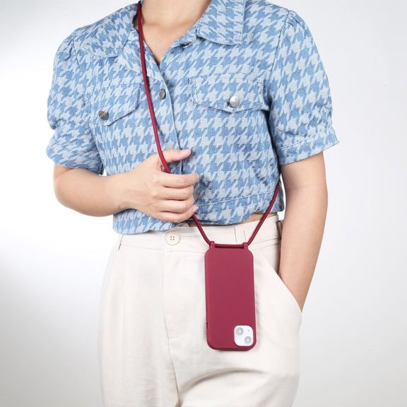 For iPhone 16 Pro Candy Colors TPU Protective Phone Case with Lanyard (Red)