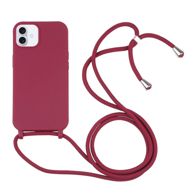 For iPhone 16 Plus Candy Colors TPU Protective Phone Case with Lanyard(Red) - free shipping - PMC TechLife - Order now!
