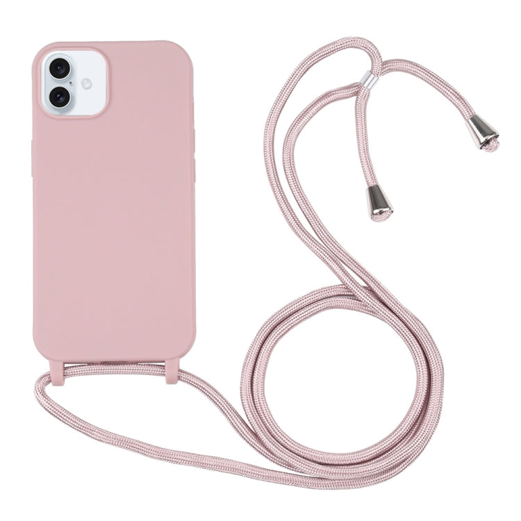 For iPhone 16 Candy Colors TPU Protective Phone Case with Lanyard(Rose Gold) - iPhone 16 Cases by PMC TechLife | Online Shopping South Africa | PMC TechLife | Buy Now Pay Later Mobicred