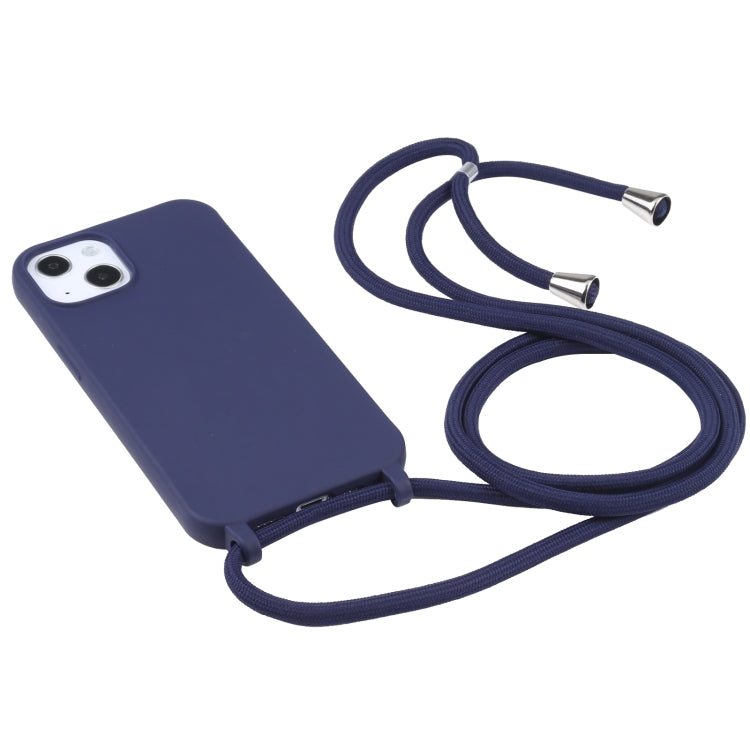For iPhone 16 Candy Colors TPU Protective Phone Case with Lanyard(Dark Blue) - iPhone 16 Cases by PMC TechLife | Online Shopping South Africa | PMC TechLife | Buy Now Pay Later Mobicred
