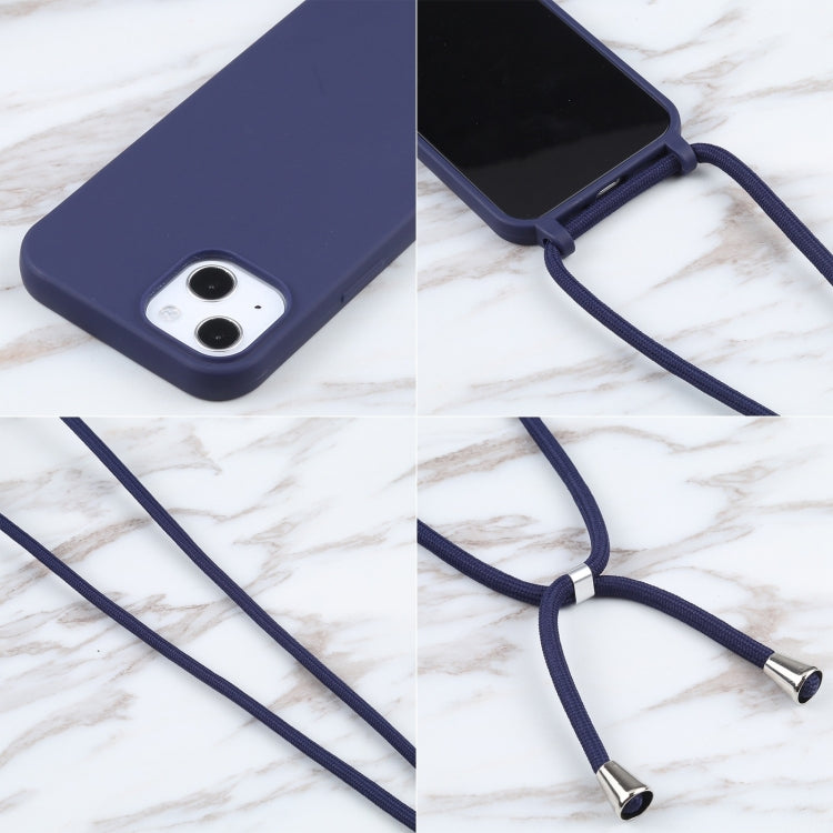 For iPhone 16 Candy Colors TPU Protective Phone Case with Lanyard(Dark Blue) - iPhone 16 Cases by PMC TechLife | Online Shopping South Africa | PMC TechLife | Buy Now Pay Later Mobicred