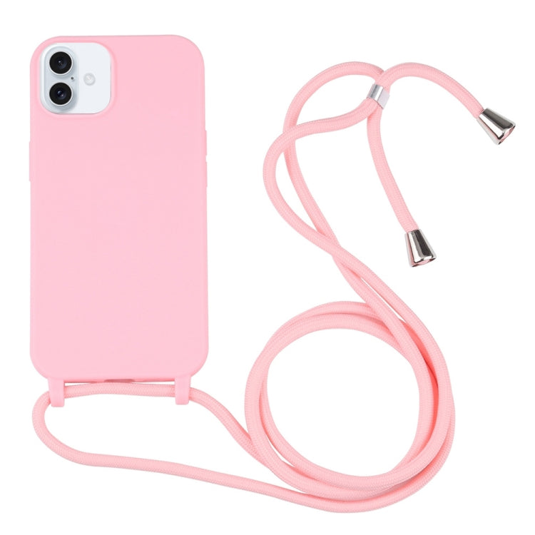 For iPhone 16 Candy Colors TPU Protective Phone Case with Lanyard(Pink) - iPhone 16 Cases by PMC TechLife | Online Shopping South Africa | PMC TechLife | Buy Now Pay Later Mobicred