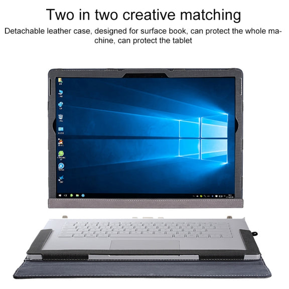 For Microsoft Surface Book 3 / 2 / 1 13.5 inch PU Leather Laptop Protective Case with Screen Stand(Dark Blue)