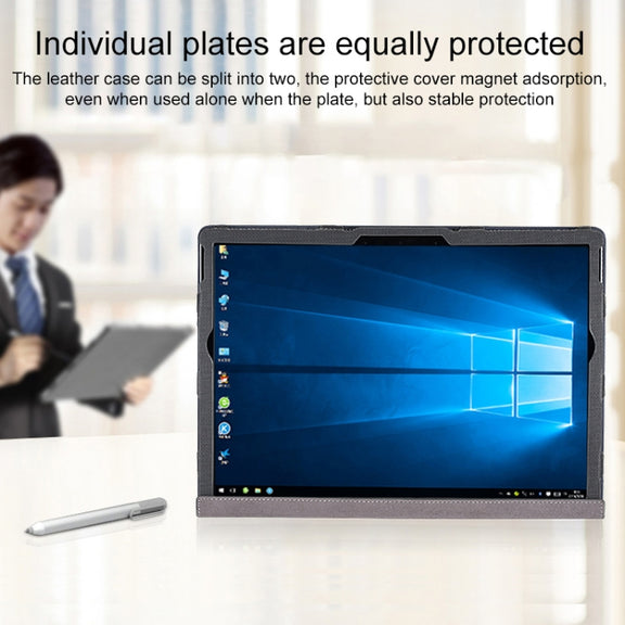 For Microsoft Surface Book 3 / 2 15 inch PU Leather Laptop Protective Case with Screen Stand(Black)
