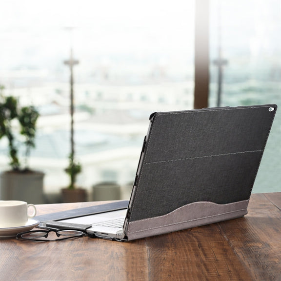 For Microsoft Surface Book 3 / 2 15 inch PU Leather Laptop Protective Case with Screen Stand(Black)