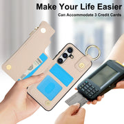 For Samsung Galaxy S24 5G RFlD Anti-theft Double Buckle Ring Zipper Card Phone Case(White)