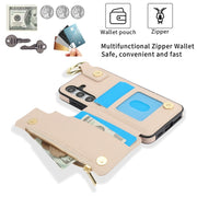 For Samsung Galaxy S24 5G RFlD Anti-theft Double Buckle Ring Zipper Card Phone Case(White)