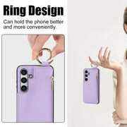 For Samsung Galaxy S24 5G RFlD Anti-theft Double Buckle Ring Zipper Card Phone Case(Purple)