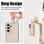 For Samsung Galaxy S24+ 5G RFlD Anti-theft Double Buckle Ring Zipper Card Phone Case(White)