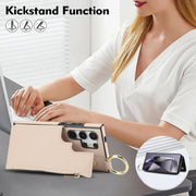 For Samsung Galaxy S24 Ultra 5G RFlD Anti-theft Double Buckle Ring Zipper Card Phone Case(White)