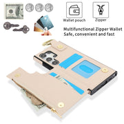 For Samsung Galaxy S24 Ultra 5G RFlD Anti-theft Double Buckle Ring Zipper Card Phone Case(White)