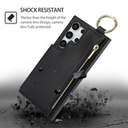 For Samsung Galaxy S24 Ultra 5G RFlD Anti-theft Double Buckle Ring Zipper Card Phone Case(Black)