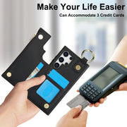 For Samsung Galaxy S24 Ultra 5G RFlD Anti-theft Double Buckle Ring Zipper Card Phone Case(Black)