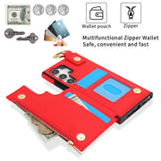 For Samsung Galaxy S24 Ultra 5G RFlD Anti-theft Double Buckle Ring Zipper Card Phone Case(Red)
