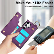 For Samsung Galaxy S24 Ultra 5G RFlD Anti-theft Double Buckle Ring Zipper Card Phone Case(Dark Purple)