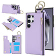 For Samsung Galaxy S24 Ultra 5G RFlD Anti-theft Double Buckle Ring Zipper Card Phone Case(Purple) - Galaxy S24 Ultra 5G Cases by PMC Jewellery | Online Shopping South Africa | PMC Jewellery | Buy Now Pay Later Mobicred