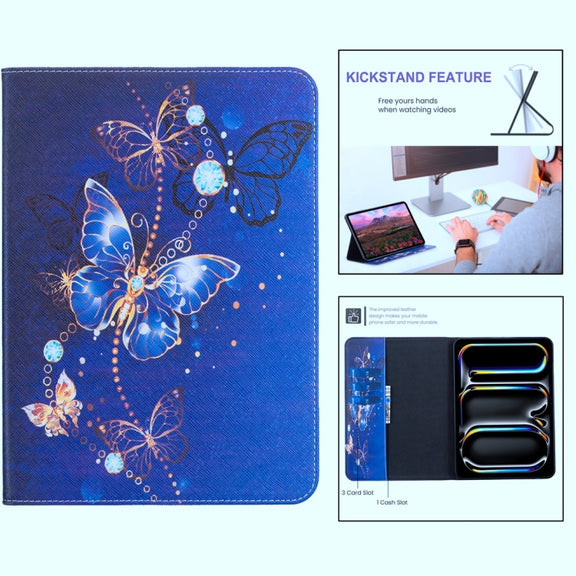 For Lenovo Tab M11 / Xiaoxin Pad 11 2024 Colored Drawing Leather Tablet Case(Purple Butterfly)