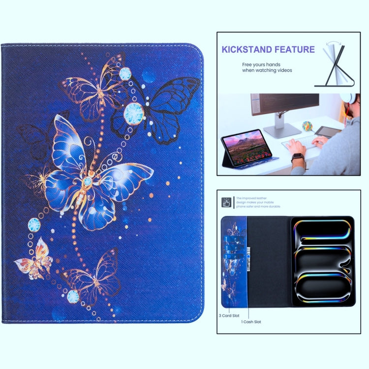 For Lenovo Tab M11 / Xiaoxin Pad 11 2024 Colored Drawing Leather Tablet Case(Purple Butterfly)
