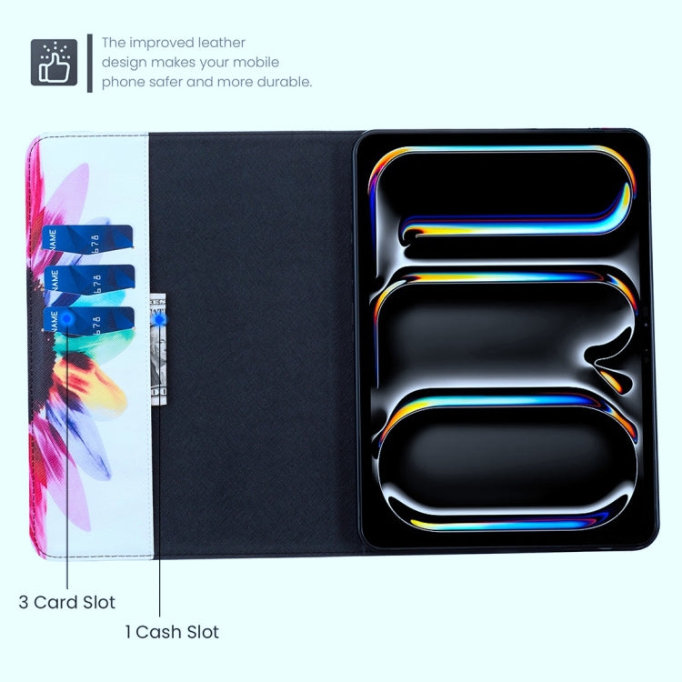 For Lenovo Tab M11 / Xiaoxin Pad 11 2024 Colored Drawing Leather Tablet Case(Sun Flower)