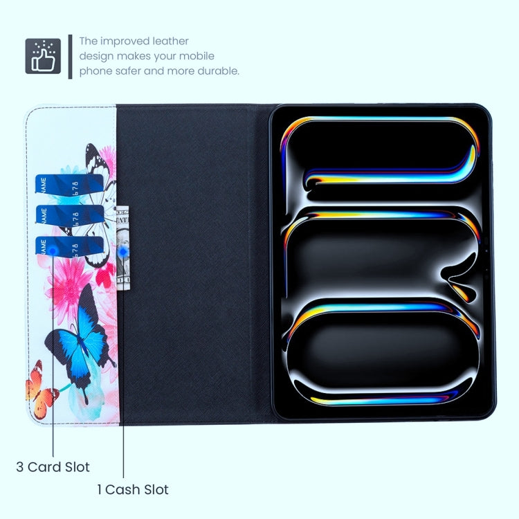 For Lenovo Tab M11 / Xiaoxin Pad 11 2024 Colored Drawing Leather Tablet Case(Two Butterflies)